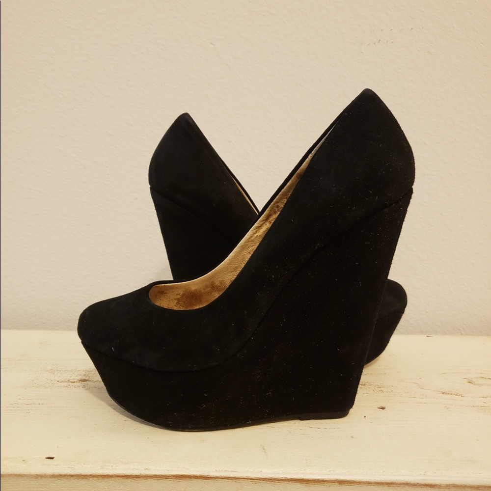 Aldo Black Suede Wedges